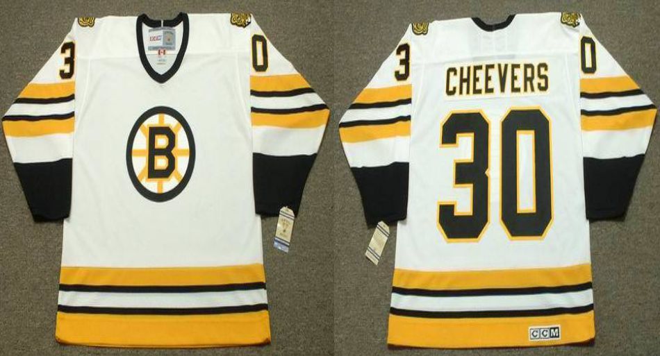2019 Men Boston Bruins #30 Cheevers White CCM NHL jerseys1->boston bruins->NHL Jersey